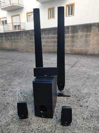 Subwoofer + colunas de surround sound