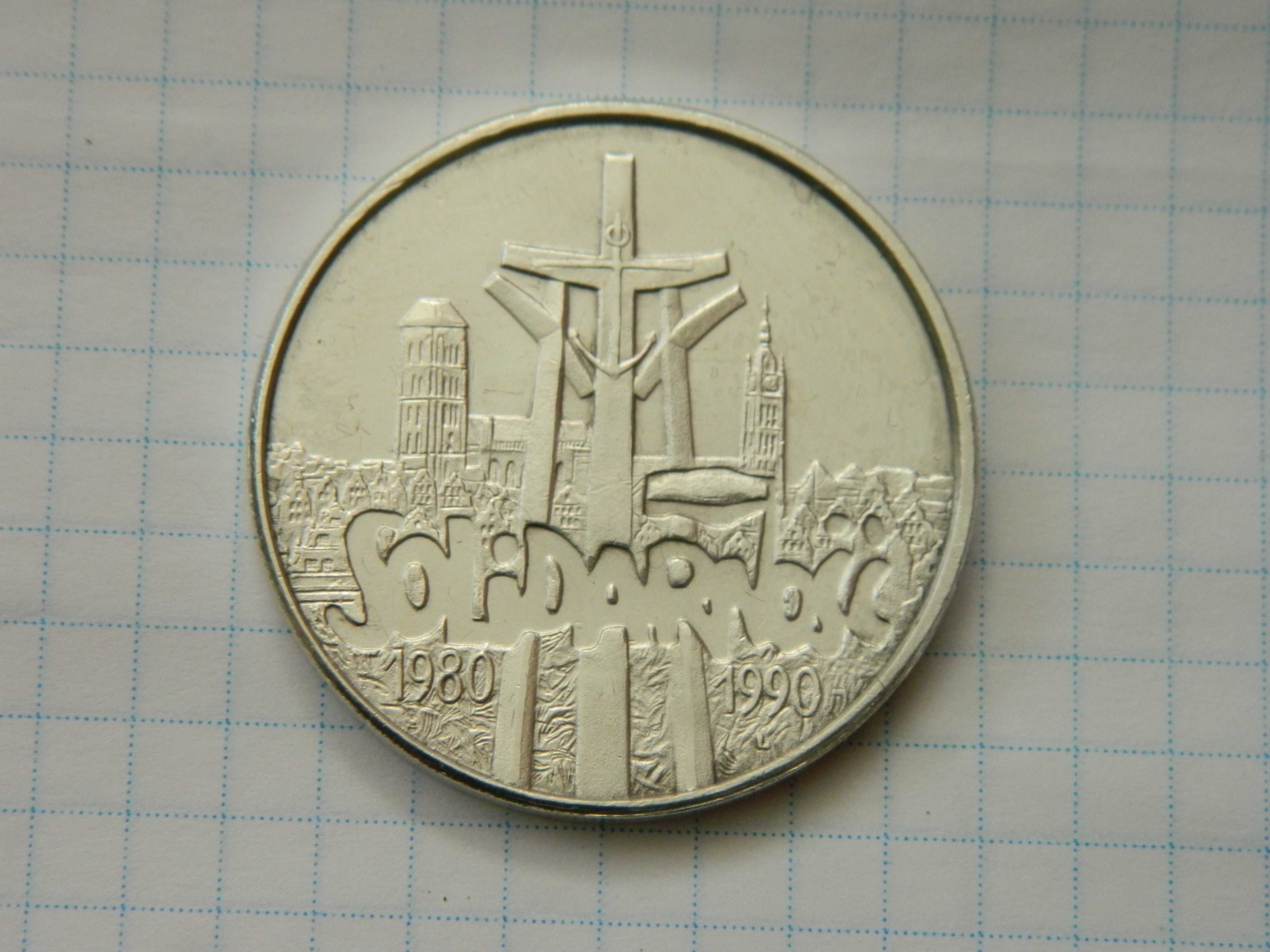 100 000 злотих 1990 року. Солідарність.  Польща. Срібло 999проби.