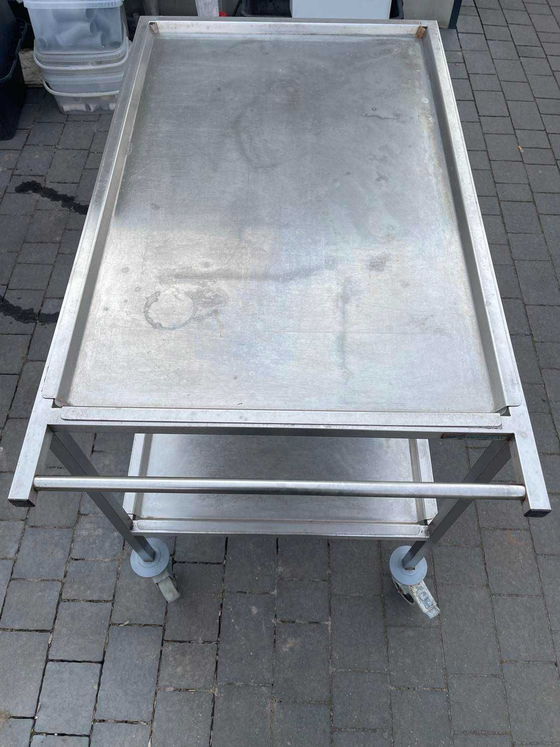 Stół nierdzewny, gastronomiczny na kółkach, przejezdny, mobilny 100x65