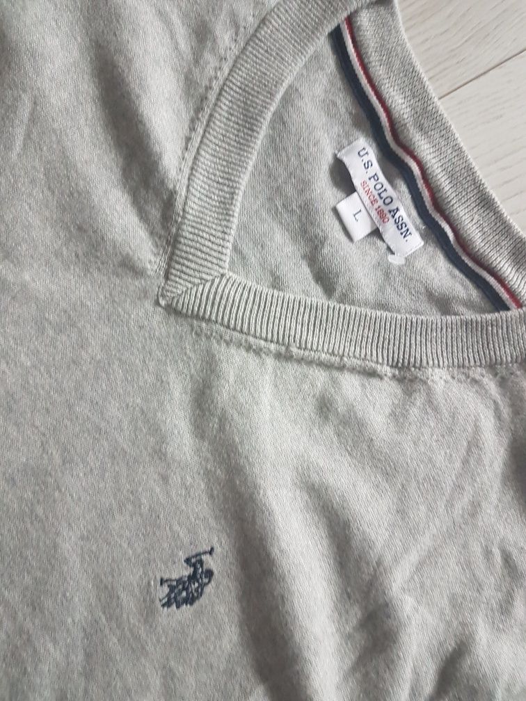 Sweter jak nowy U.S. Polo Assn. szary, r. XL