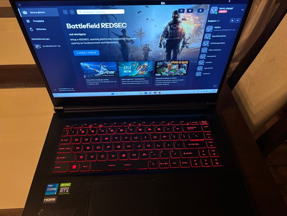 Laptop Gamingowy MSI GF63Thin RTX3050/i5 11-400H/16gb ram/144hz
