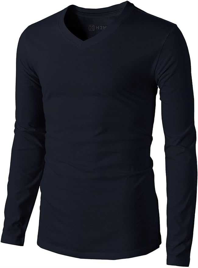 Casual Slim Fit Long Sleeve T-Shirts Soft Lightweight V-Neck/Crew-Neck