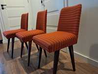 Krzesło krzesła 3 sztuki PRL vintage tapicerowane lata 70