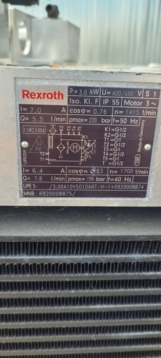 Agregat hydrauliczny REXROTH 220 bar 5.5 l/min 3kW