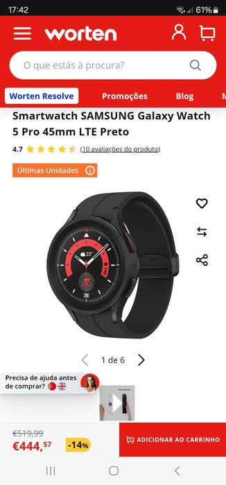 Samsung Galaxy Watch 5 Pro 45mm LTE preto