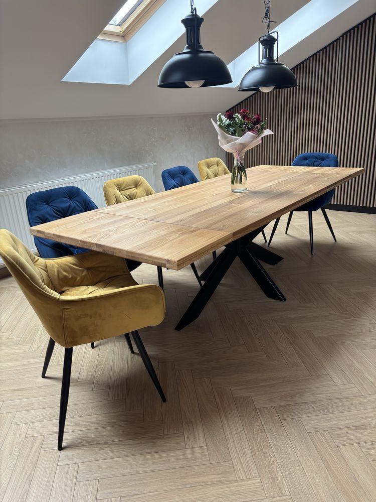Stół dębowy LOFT 180x100 + dostawki 2x40 łóżko stół z dostawkami