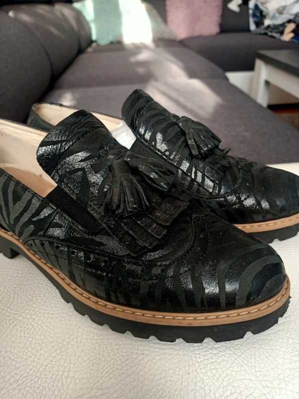 Czarne mokasyny loafersy buty zapato rozmiar 37