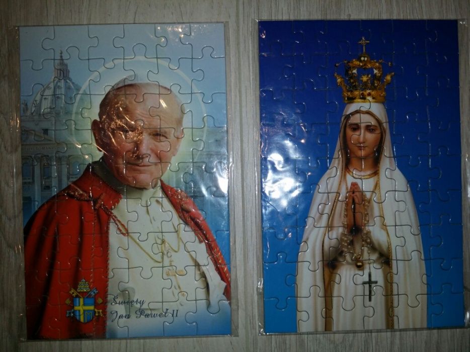 Puzzle autka, dodawanie-odejmowanie zwierząt, Maryja, Papież