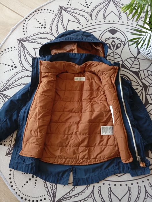 Przejściowa ocieplana kurtka parka chłopięca H&M rozmiar 110