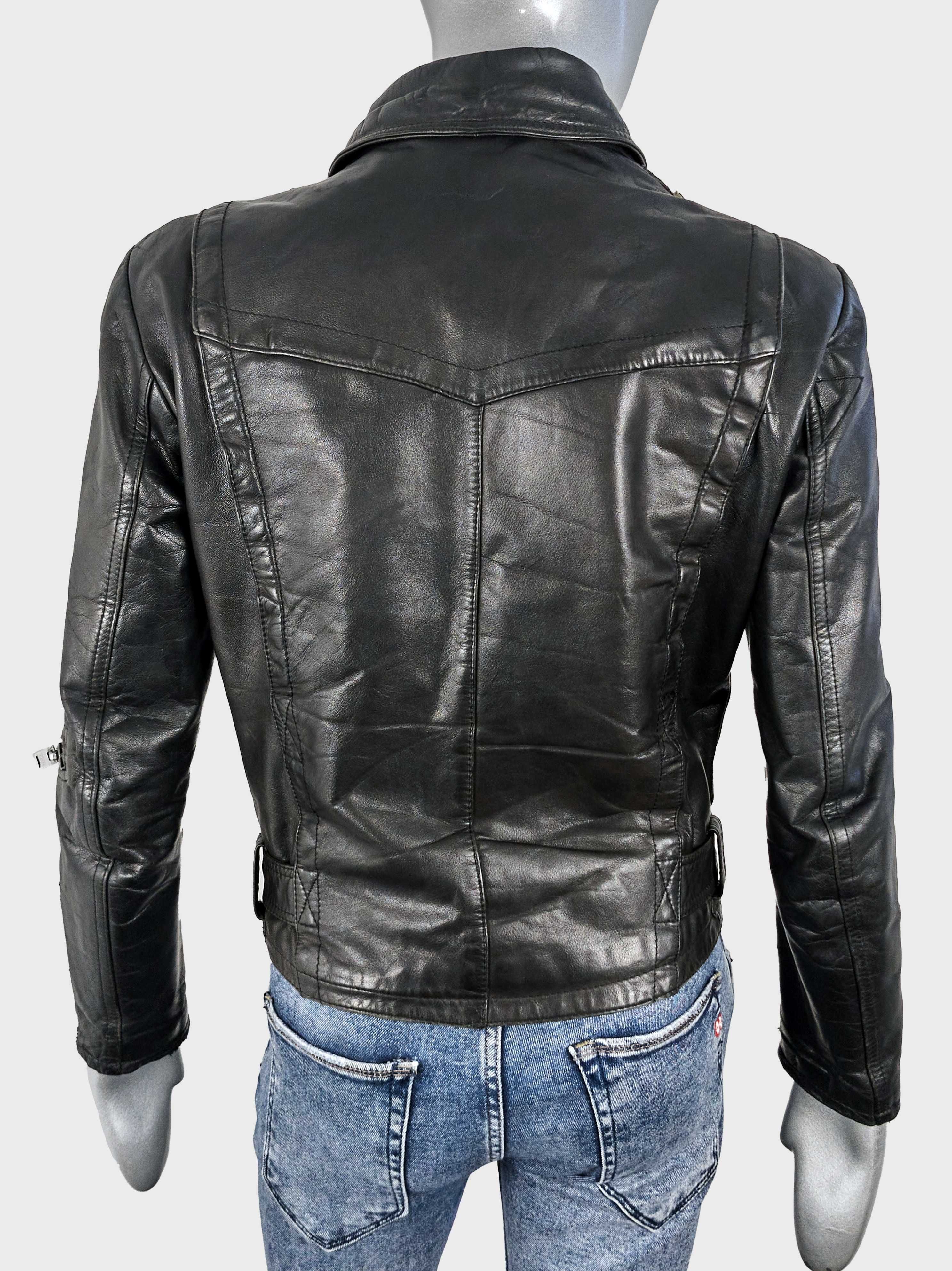 1970-х Редкая винтажная мужская черная кожаная куртка косуха