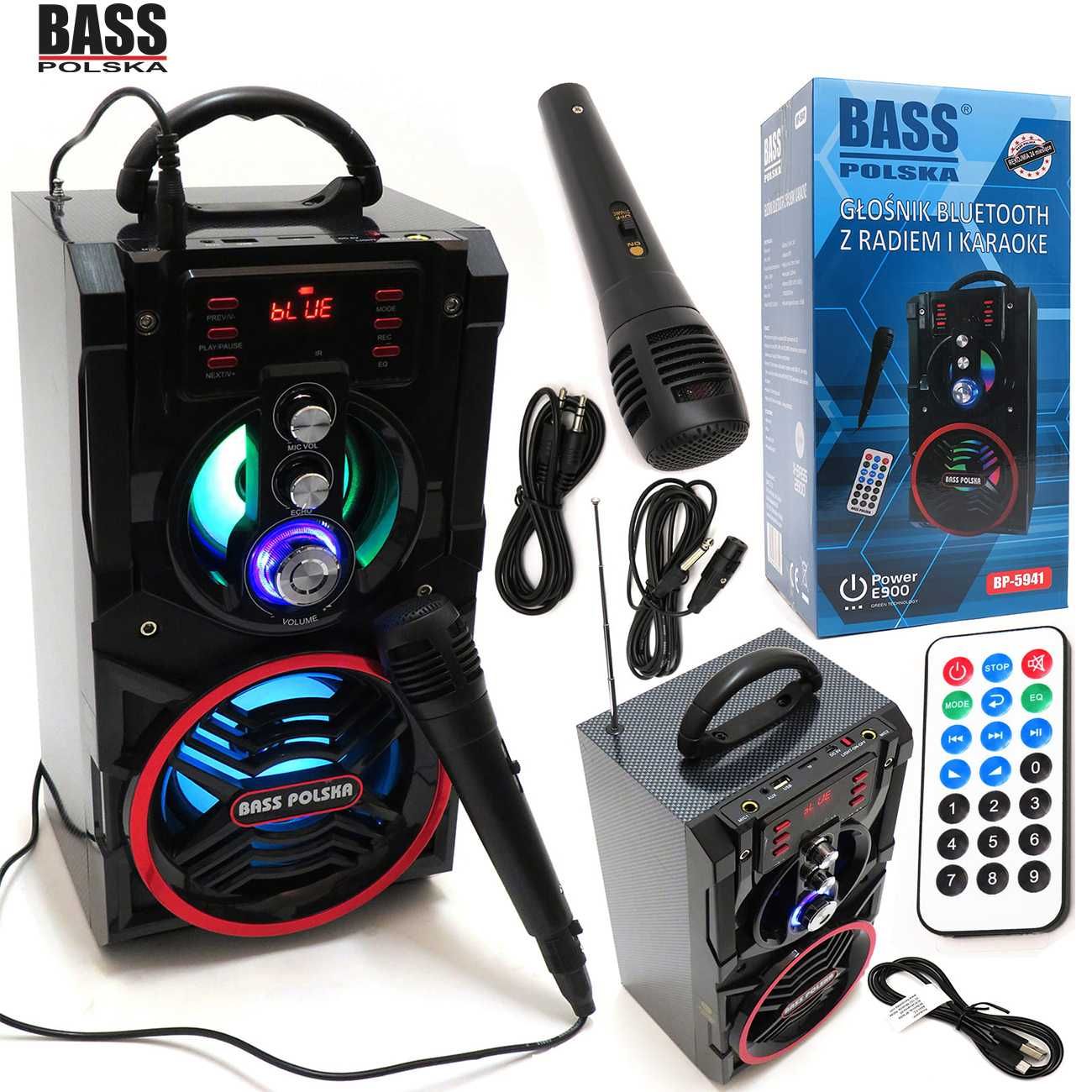 BASS POLSKA Głośnik Przenośny Boombox Bluetooth Radio Karaoke