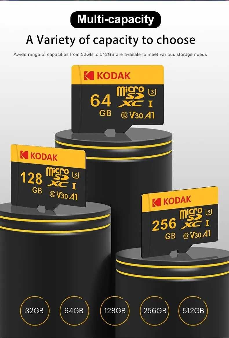 128Гб KODAK Карта памяти в упаковке. Класс 10