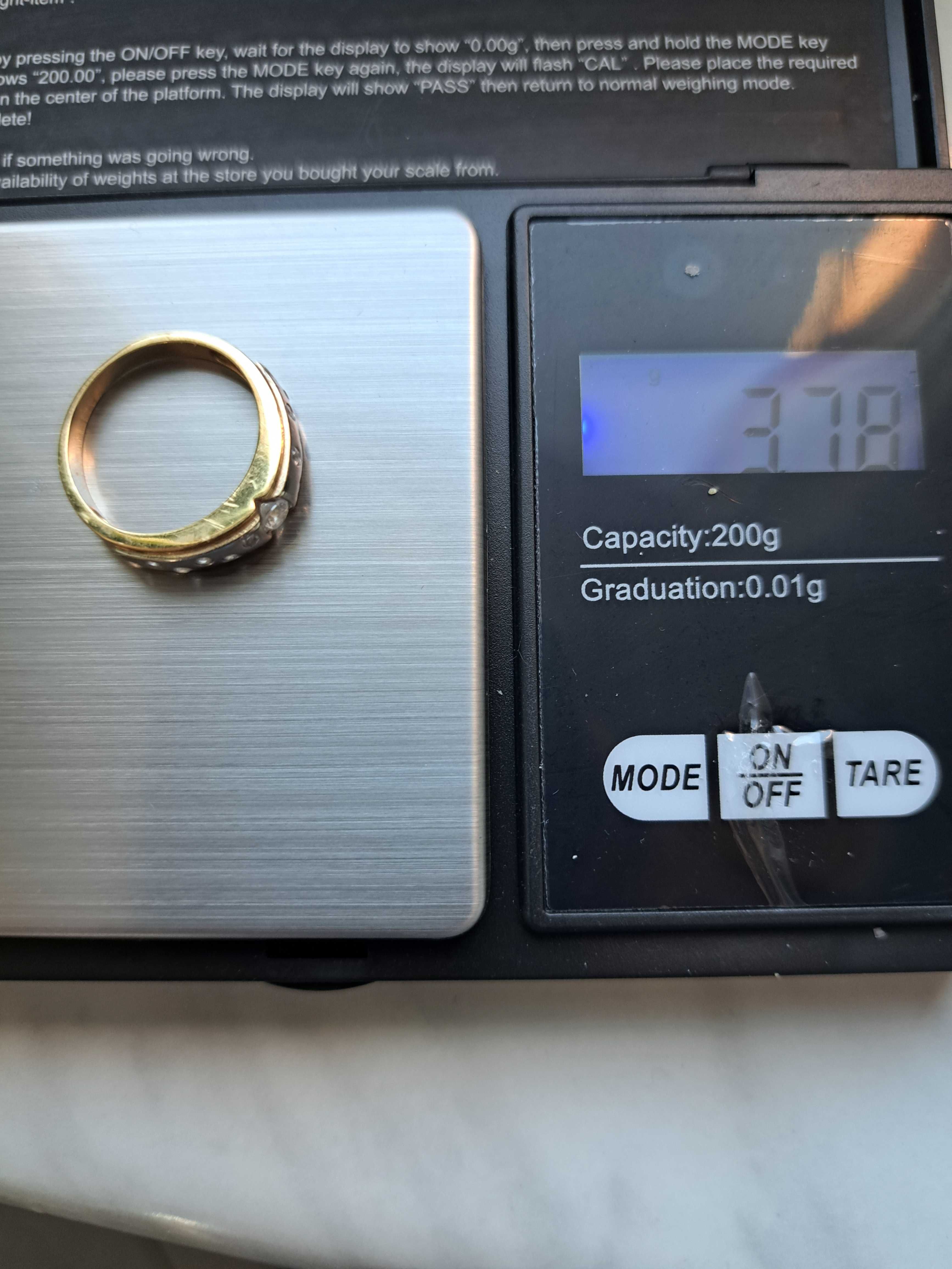 Pierścionek/obrączka złoto 585 z cyrkoniami ok. 3,78g Vintage Niemcy