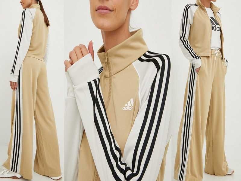 Adidas komplet dres -owy szeroka nogawka 3 stripes paski M