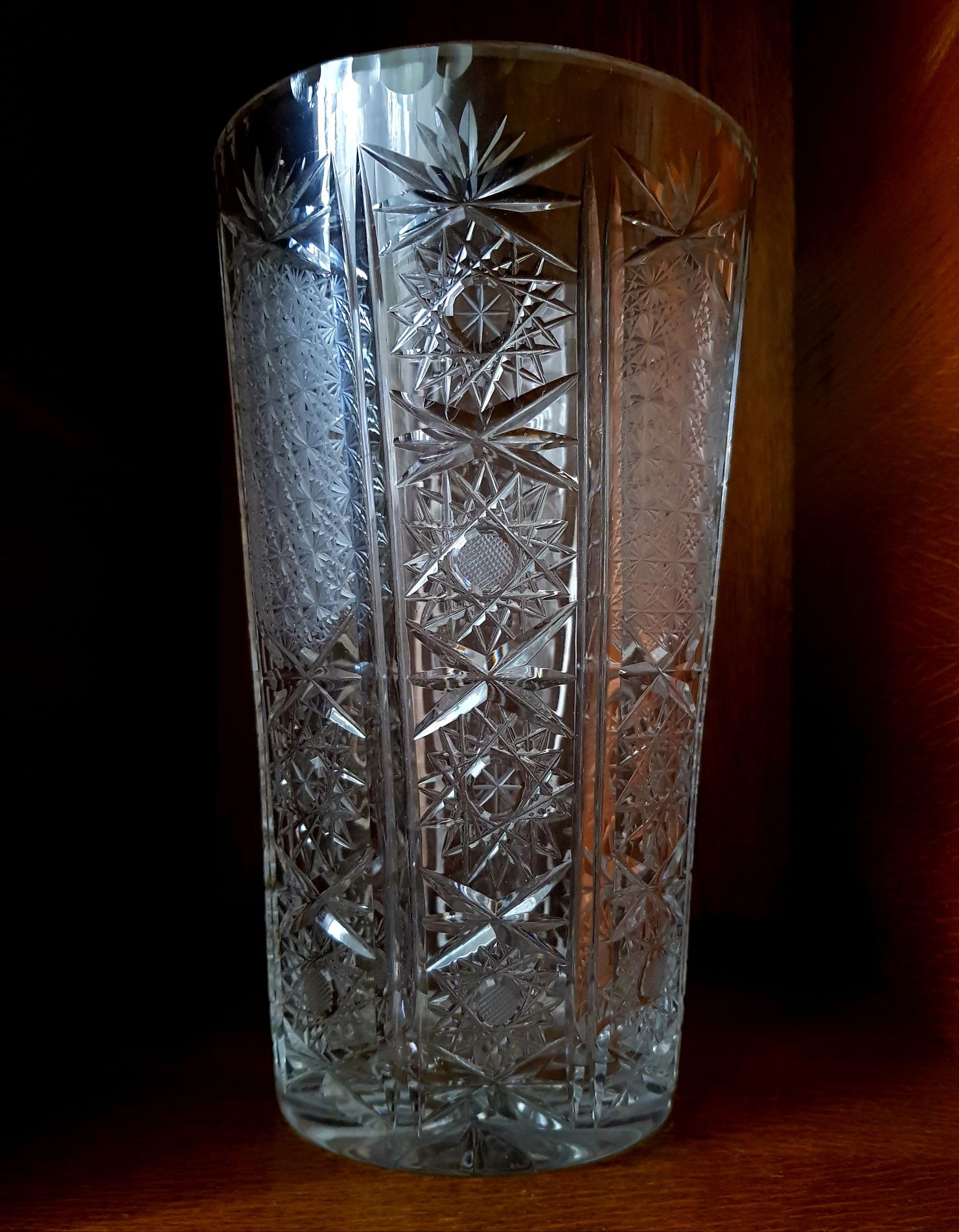 Wazon kryształowy ręcznie szlifowany duży vintage kryształ Prl szkło