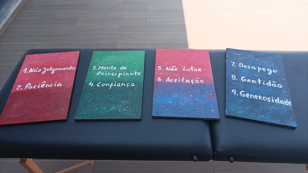 Conjunto de Placas Mindfulness em Madeira - Pintadas à Mão