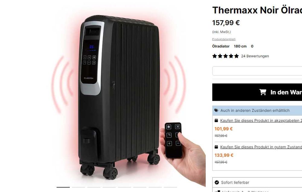 Масляный радиатор  обогреватель обігрівач Klarstein Thermaxx Noir