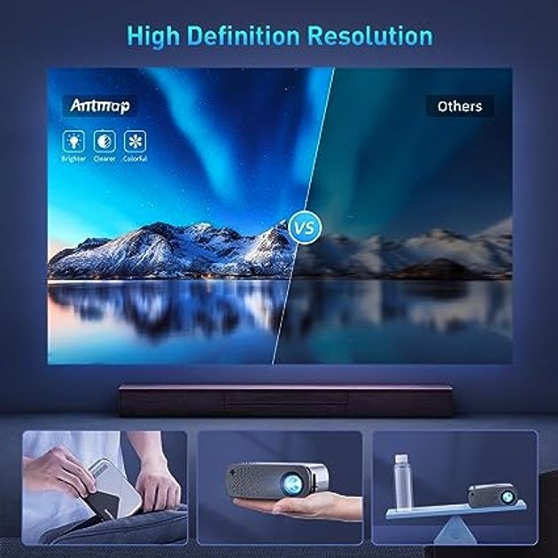 Портативний Wi-Fi мініпроектор Antmap LED HD 150 Лм, HDMI, USB, до 170