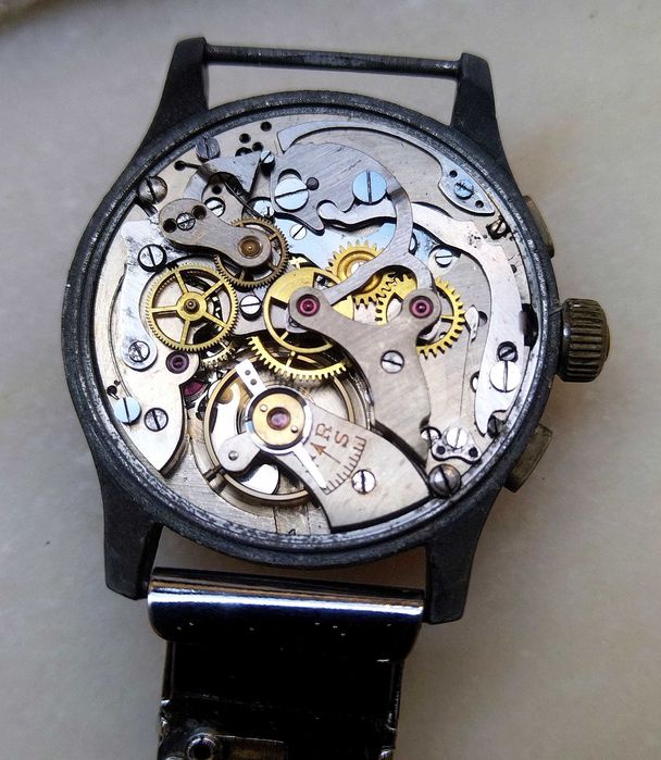 Raro cronógrafo CONTY flyback 34mm corda manual