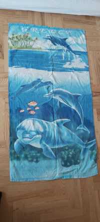 Ręcznik koc plażowy delfiny greece cotton frotte na plaże pepco