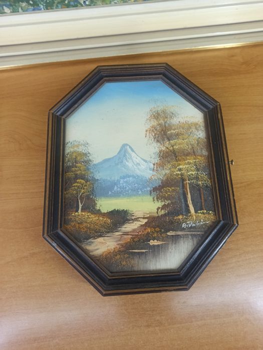 Drewniana skrzynka na klucze z ręcznie malowanym obrazem – A. Dufala