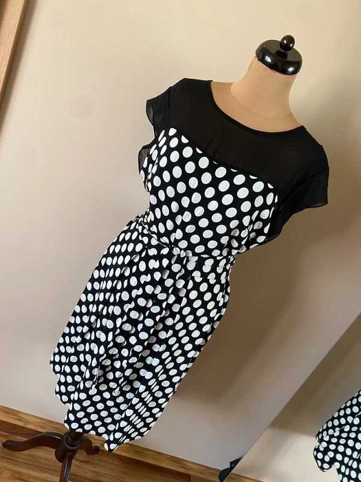 sukienka midi siatka groszki kropki  rozkloszowana xxxl 52 50 +size