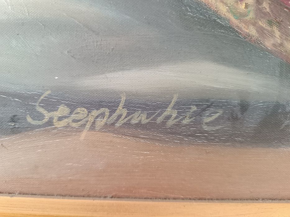 Duży Stary Obraz olejny  złota rama