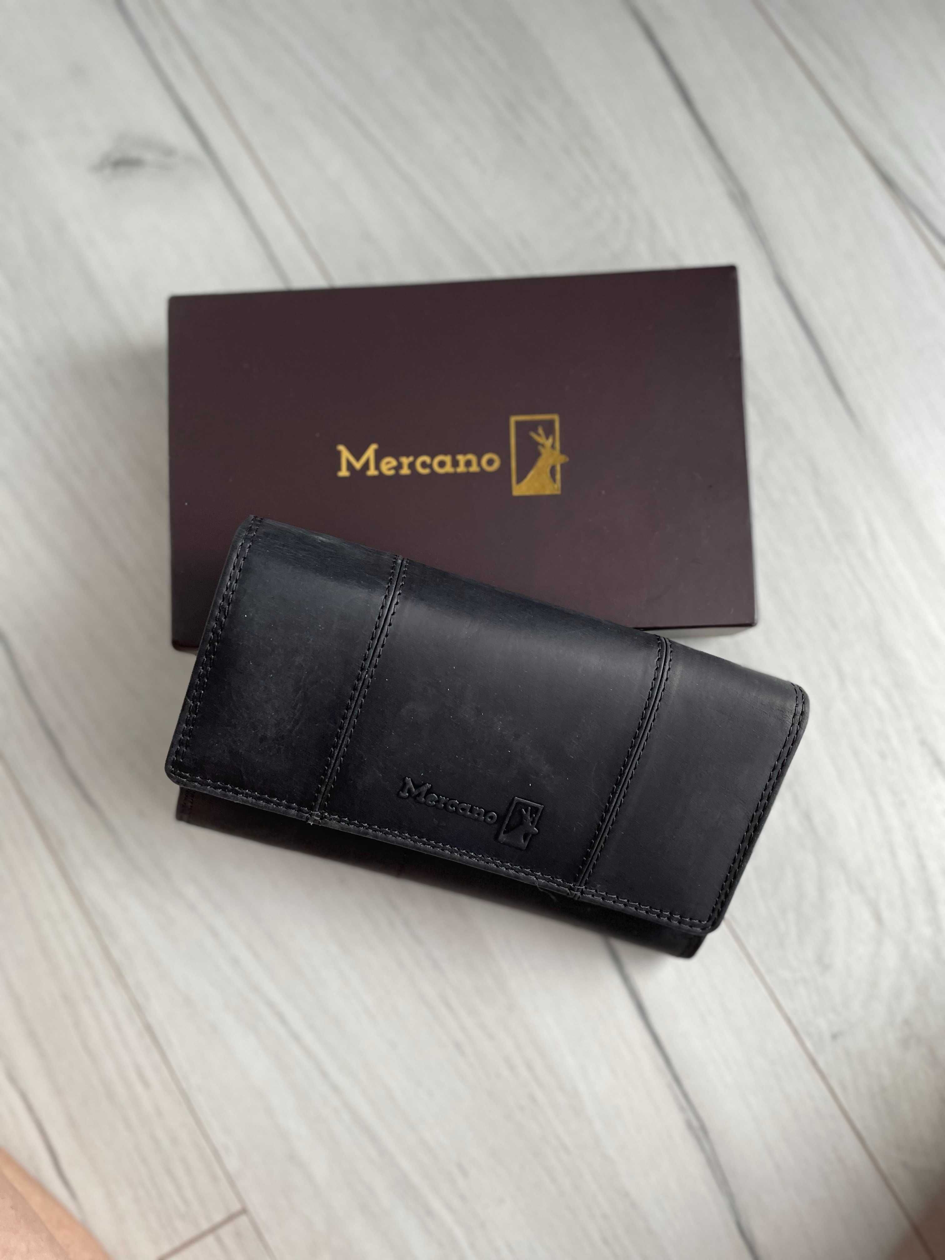 Ciemnobrązowy portfel damski Mercano skórzany