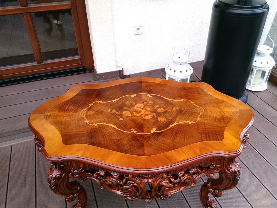 Stolik Barokowy Rzeźbiony Antyk