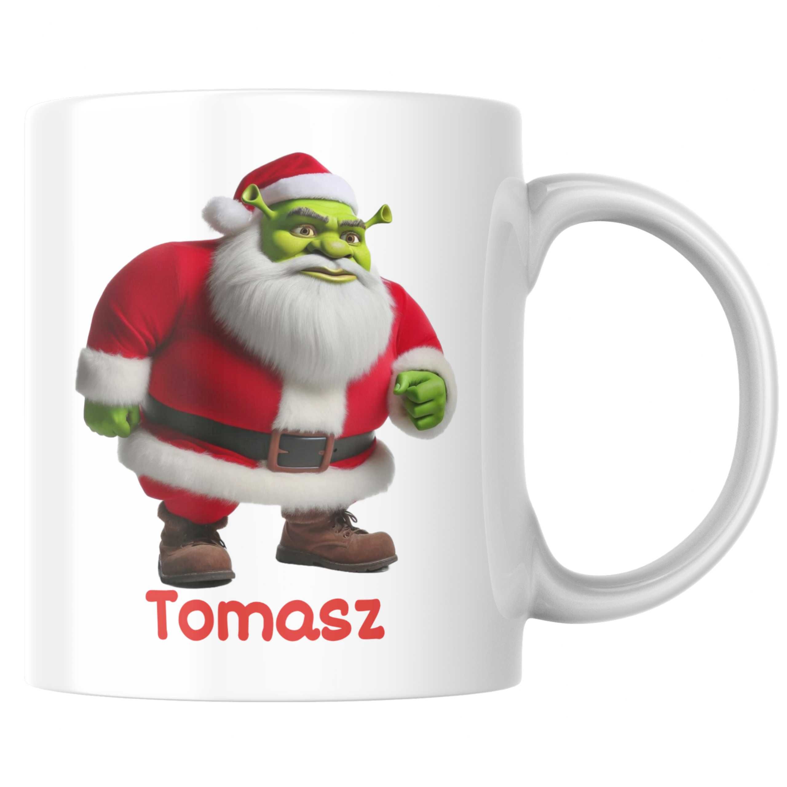 Kubek Shrek Mikołaj śmieszny prezent pod choinkę Boże Narodzenie IMIĘ