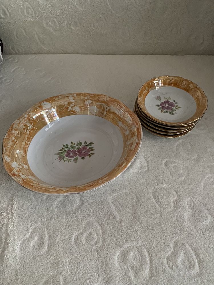 Zestaw talerzyki antyk stara porcelana talerz Wawel prl vintage retro