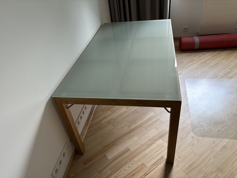 Wyjątkowy Stół do Jadalni z Szufladami i Szkłem 159 x 90 cm