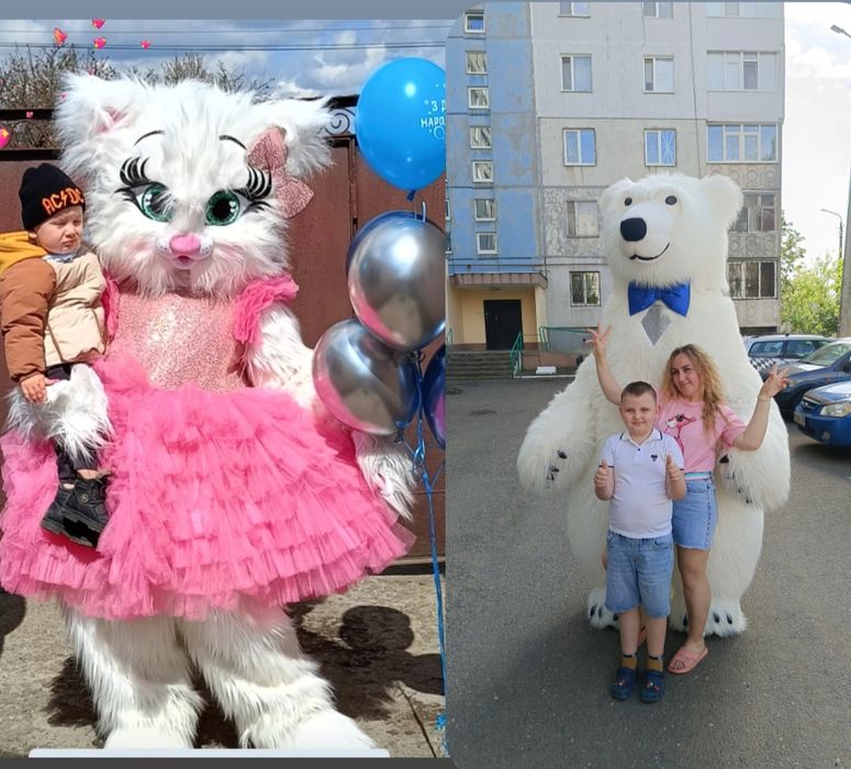 Аніматори,Рожевий та білий Ведмідь,Лабубу,Зайка,пес Патрон,Киця,Тедді