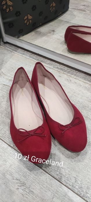 Baleriny czerwone 39 rozmiar, Graceland, prawie jak nowe!