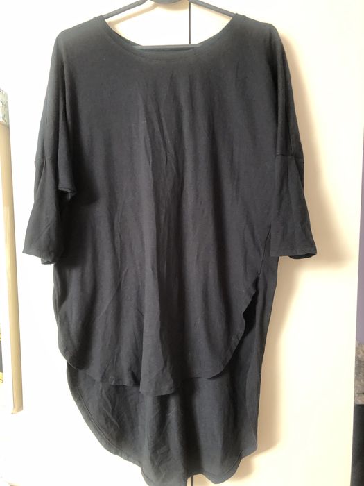 Koszulka bluzka damska czarna Oversize asymetryczna dłuższy tył t-shir