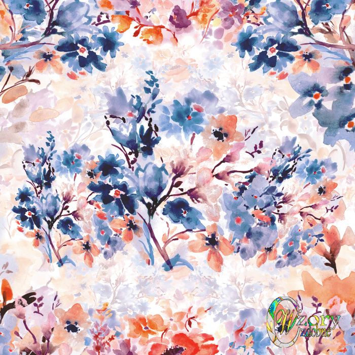 Materiał z wydrukowanym wzorem: floral watercolor - seria 1