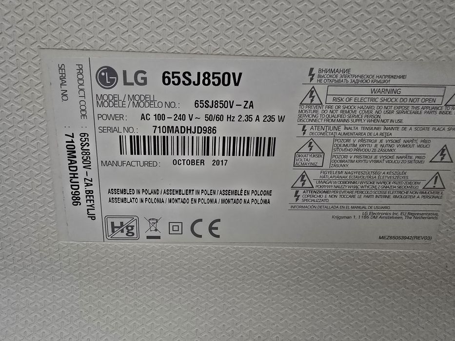 Telewizor LG 65SJ850V 65 cali