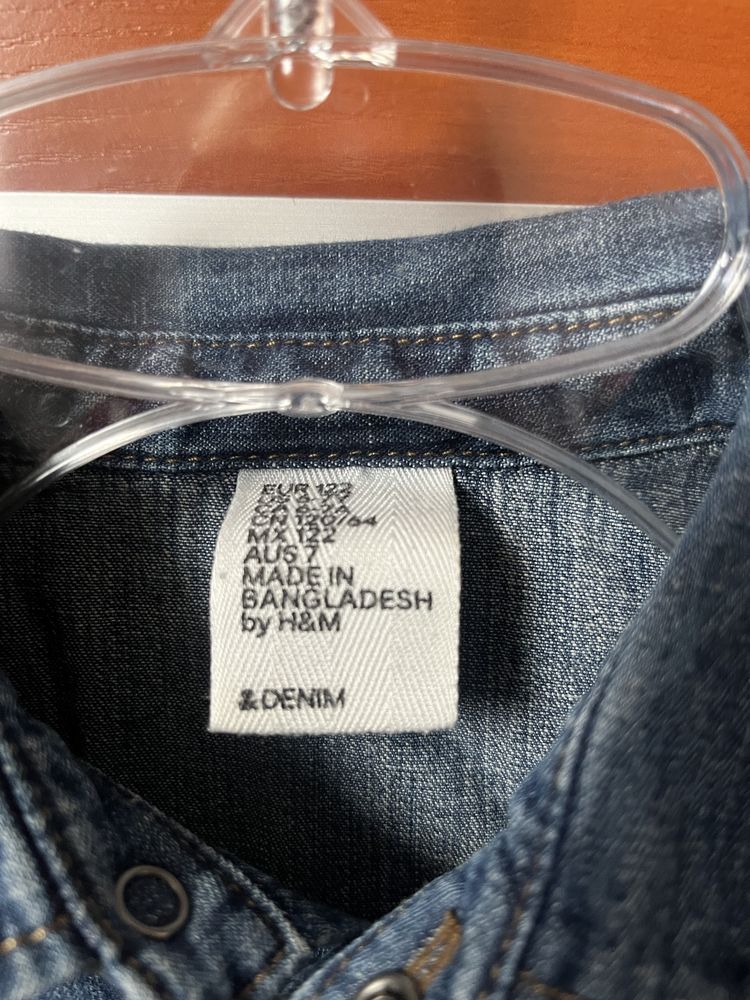 Koszula jeans cieńka H&M 122 6-7 lat zatrzaski