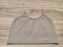 Koszulka crop top beżowy elastyczny w paski