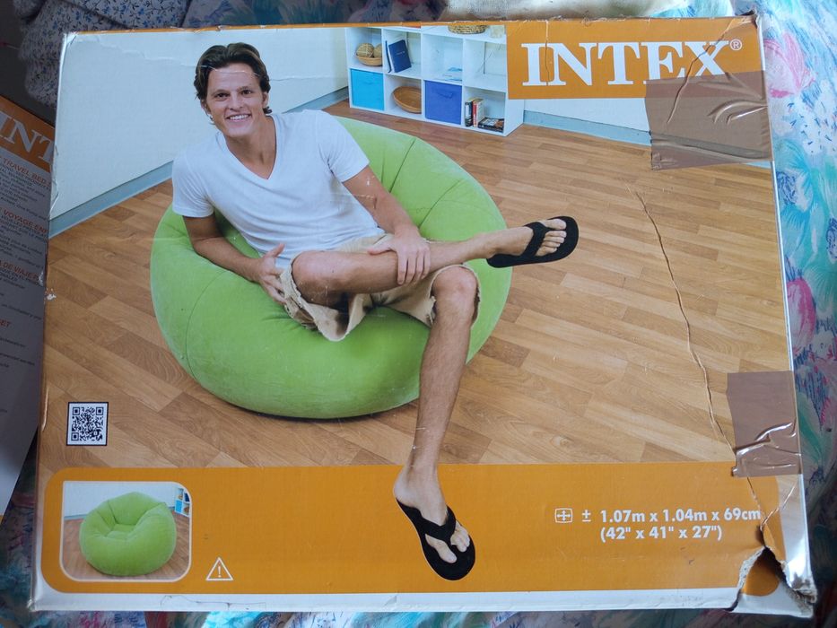 Nowoczesny Fotel Dmuchany Pufa Materac Intex