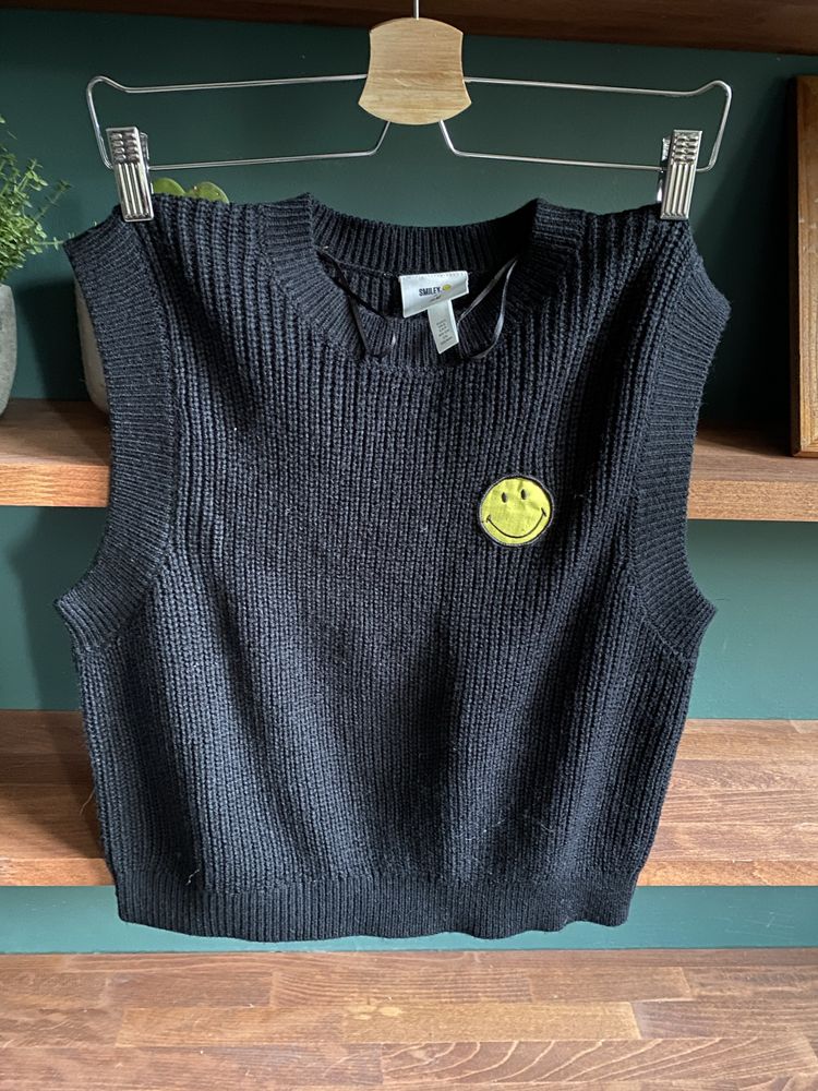 Kamizelka sweter bez rękawów z emoji Smiley x H&M S