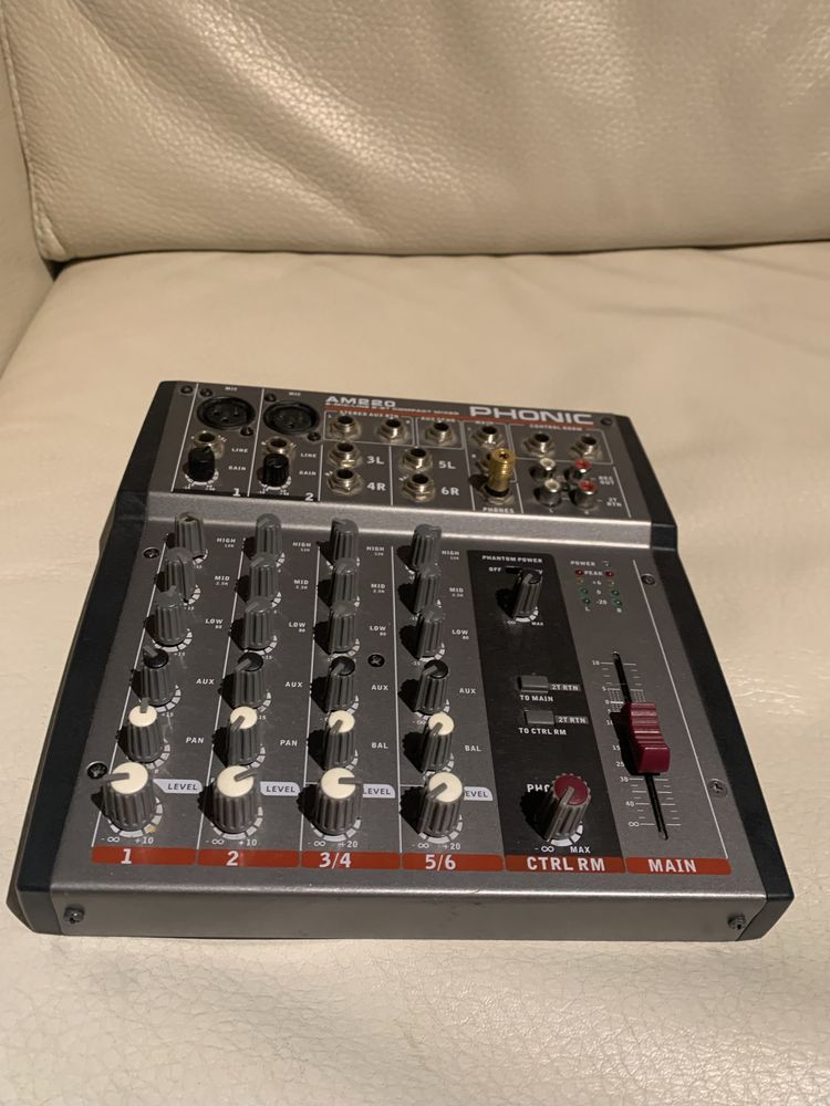 Mikser Phonic AM220 + Mikrofon Samson C15 + Kable