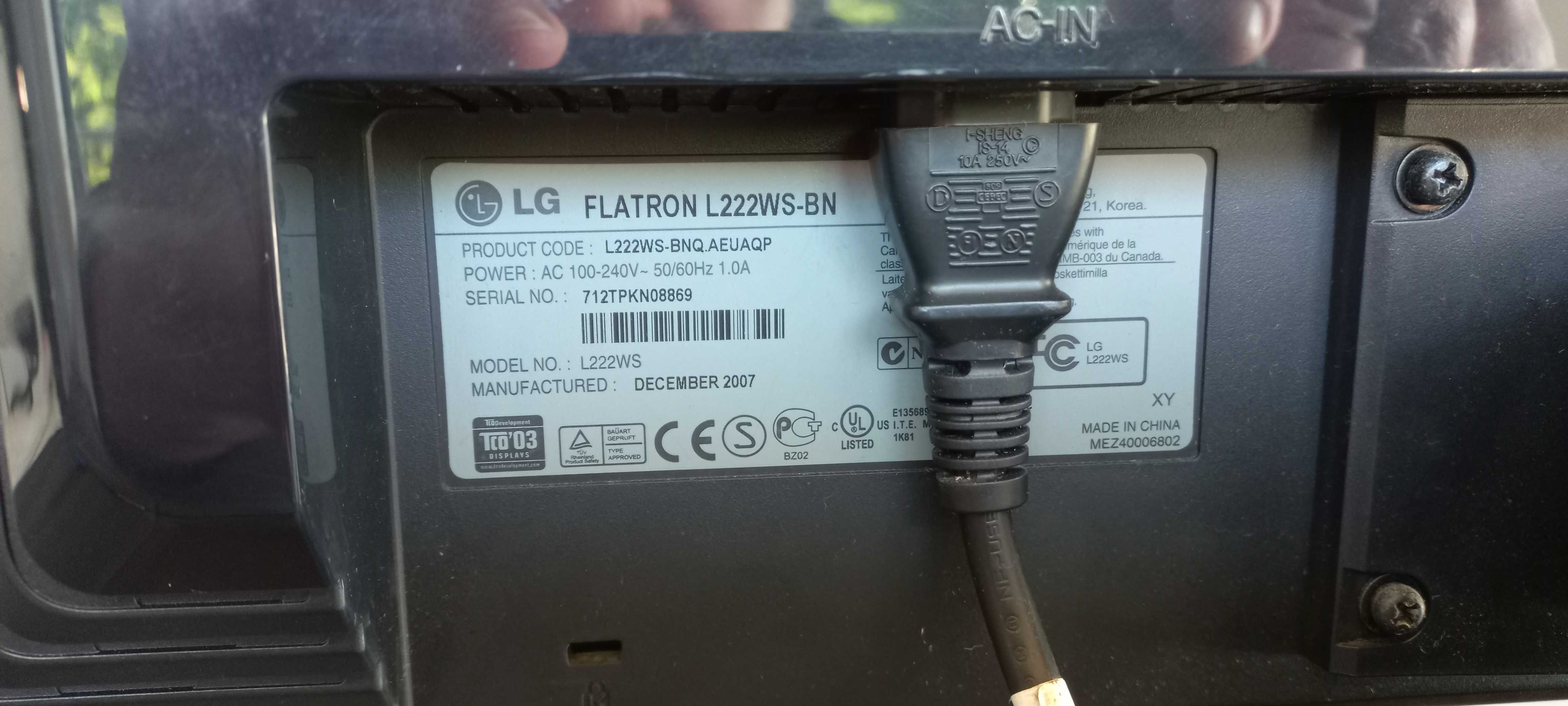 monitor LG flatron L222WS-BN 22"