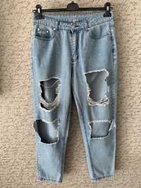 Śliczne spodnie jeansowe dziury M