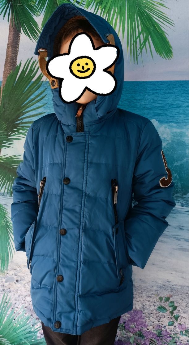 Зимняя куртка пуховик для мальчика р.130-140см, 8-9 лет зима