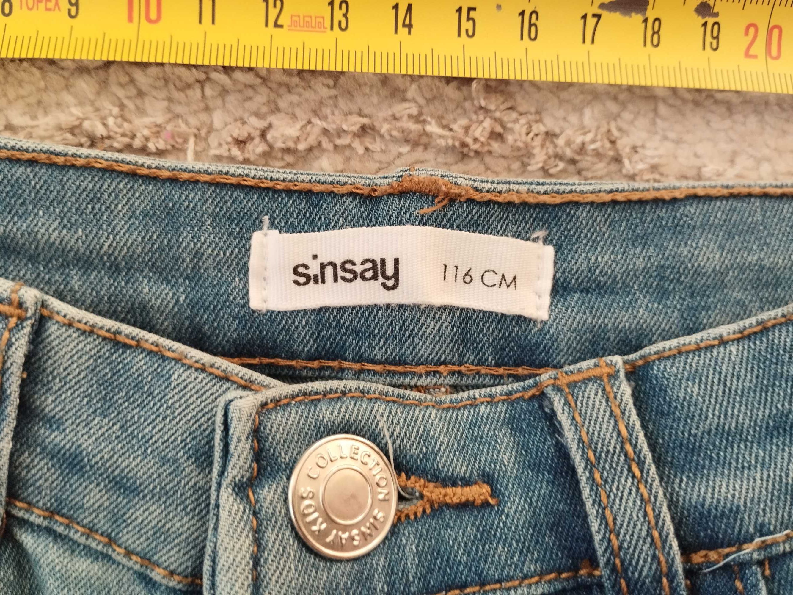 Modne spodnie jeansowe, regulowane, dla dziewczynki r 116 (Sinsay)