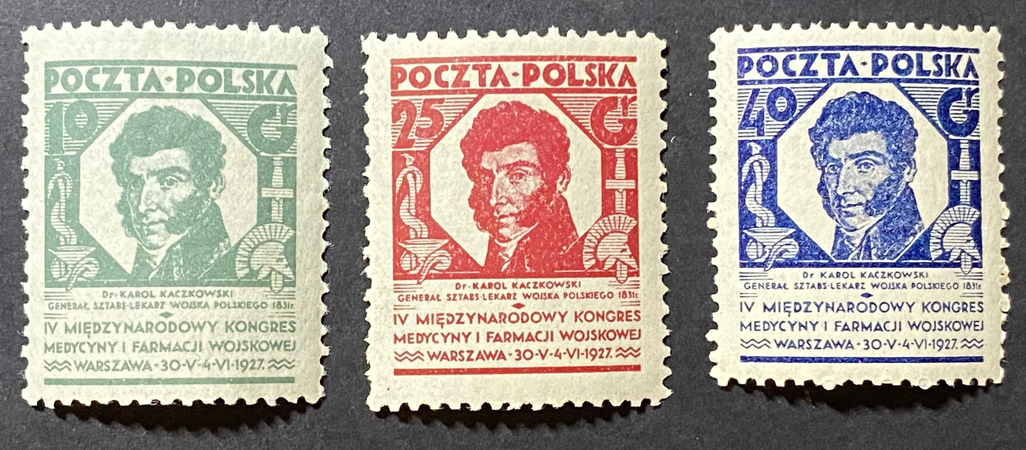 Znaczki Polska Fi 230 - 232 Kongres medycyny i farmacji 1927r
