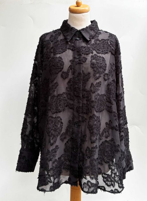 Koszula Czarna H&M Tłoczone Wzory XL 42 Czerń