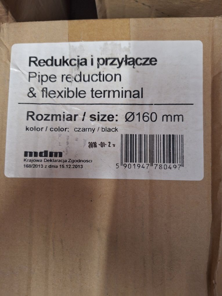 Redukcja i przyłącze fi 160 czarne VIRTUM  PRODUCENT MDM