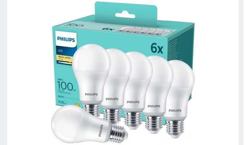 Żarówki LED PHILIPS E27 13W  100W 1521lm 2700K BARWA CIEPŁA  6 szt.
